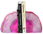 JIC Gem Dyed Pink Agate Geode Bookends Decorative for Shelves to Hold Books by JICGem%C2%AE