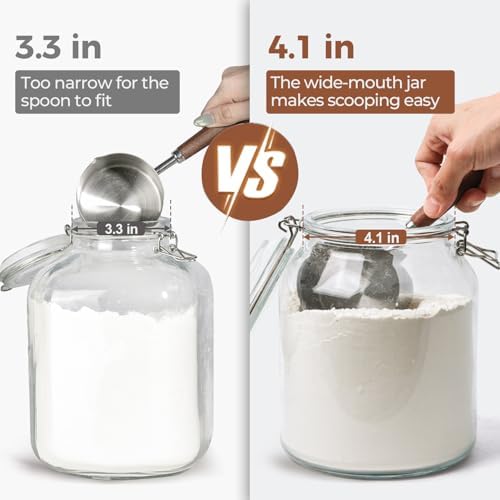 ComSaf Glass Pantry Jars with Airtight Lids 0.7 Gallon 2 Pack Wide Mouth - Image 2