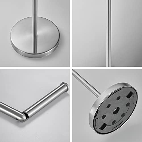 Foldable Toilet Paper Dispenser SUS304 Stainless Steel Free Standing Toilet Paper Holder Stand Modern Floor Bathroom Storage Freestanding 4 Rolls of Toilet Tissue Stand (Brushed Nickel Finish) - Image 3