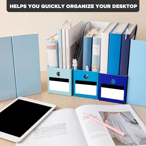 Jutom 48 Sets Cardboard Magazine Holders with Labels for School,Blue - Image 5