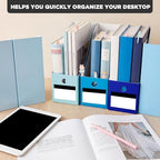 Jutom 48 Sets Cardboard Magazine Holders with Labels for School,Blue - Image 5