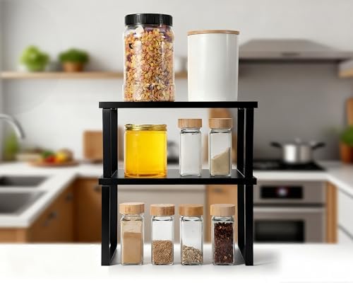 4 Pcs Kitchen Organizer Accessories Set for Cabinet, Black, 11.8 x 7.9'' - Image 6