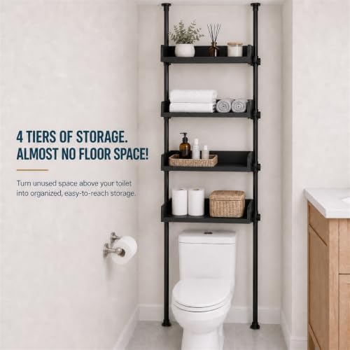 ALLZONE Tension Over The Toilet Storage Cabinet, No-Drill, Fits 92-116 in. - Image 6