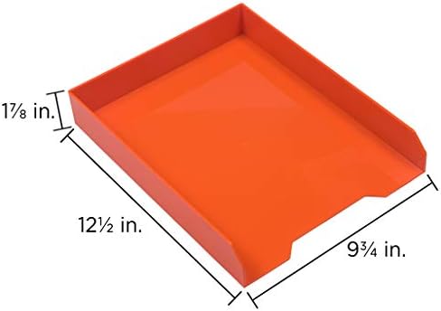 JAM PAPER Stackable Paper Trays - Orange - Desktop Document, Letter, & File Organizer Tray - 2/Pack - Image 6