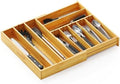 SpaceAid 2.5" High Bamboo Silverware Drawer Organizer with Labels, Kitchen Utensil Expandable Tray Holder for Flatware, Cutlery, Spoon and Knives Drawer Storage Organization (Natural) by SpaceAid