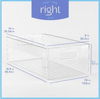 Plastic Food Storage 4 Pack Clear Container Bin with Handles for Organizing Kitchen, Pantry, Refrigerator, Freezer, Pantry, Cabinet, Closet, Bathroom. 14”x8”x5” - Image 3
