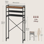 MAHANCRIS Over Toilet Storage, 3-Tier Bathroom Organizer Shelf with Toilet Paper Holder, Freestanding Space Saver Bathroom Shelves Above Toilet for Bathroom, Laundry Room, Rustic Brown TSHR1201 - Image 2