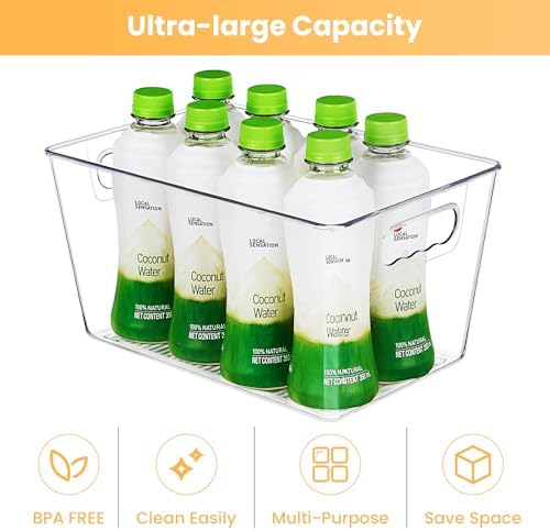 YIHONG Clear Pantry Storage Organizer Bins, 20 Pack Plastic Food Storage Bins with Handle for Kitchen,Refrigerator, Freezer,Cabinet Organization and Storage - Image 6