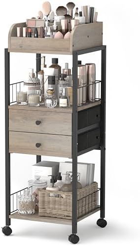 Makeup Organizer, Floor Skincare Organizers Make Up Organizers and Storage with Drawers, Vanity Organizer Cosmetics Display Cases Holder for Skin Care Nail Polish Perfume Black by SOLIMINTR
