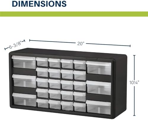 Akro-Mils 26-Drawer Plastic Drawer Storage Cabinet for Garage Organization, Bead Organizer, Building Bricks Storage, Teacher Toolbox, Makeup Organizer, 20-Inch W x 6-Inch D x 10-Inch H, 10126 Yellow - Image 3