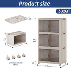 SAILUN Stackable Storage Bins with Lid, 382QT 3Pack Beige - Image 2