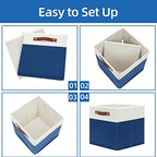 Temary Collapsible Storage Boxes - 12x12 Blue Cube Storage Bins with Handles for Organizing Home, White&Blue - Image 7