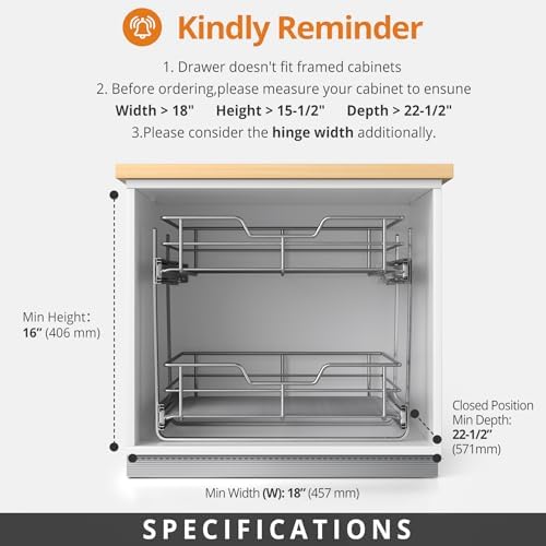 Pull Out Cabinet Organizer,17¾'' Slide Out Kitchen Organizers and Storage - Image 5