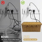 2 Pack Scalloped Edge Cable Management Box Handmade, Plastic Rattan Cable Organizer Box to Hide Wires, Under Desk Cord Organizer for Home TV Wires Computer Router USB Hub Strips (2 Open Slots) - Image 6