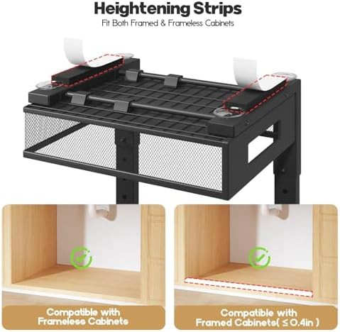 2 Packs 19IN Depth Under Sink Organizer, 2-Tier Pull Out Cabinet Organizer With Smooth Circular Rail, Large Capacity Metal Mesh Sliding Drawers For Bathroom& Kitchen Storage,Height Adjustable –Black - Image 3