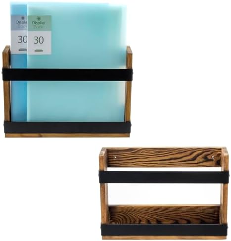 MyGift Wall-Mount Magazine Racks, Burnt Wood & Black Metal, Set of 2 - Image 6
