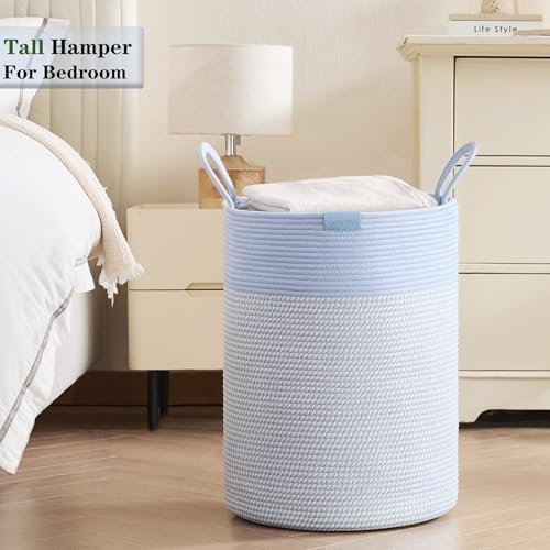 Blue Hamper Tall Woven Laundry Basket 80L Large - Image 2