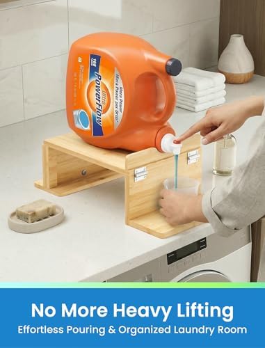 NiHome Laundry Detergent Dispenser, Adjustable Tilt Wood Stand, 2 Pack - Image 2