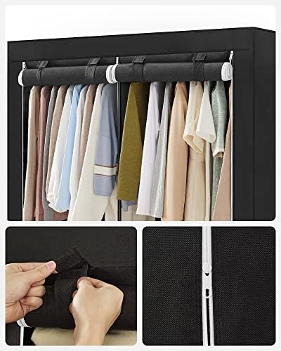 SONGMICS Portable Closet with Cover, 3 Hanging Rods and Shelves - Image 7