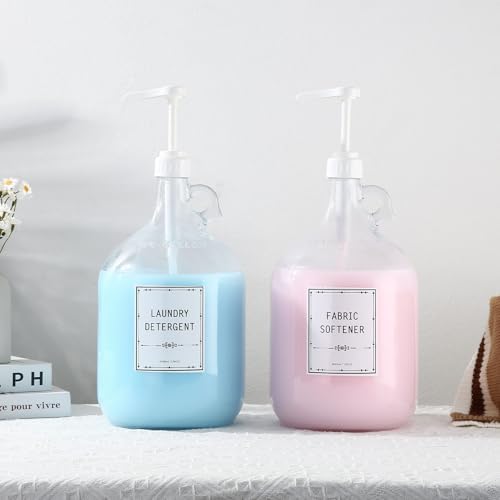 2pcs Glass Liquid Laundry Detergent Dispenser-1 Gallon Glass Pump Bottle Dispensers-Laundry Detergent Dispenser for Fabric Softener, Bleach, Shampoo, Body Wash- Laundry Soap Dispenser - Image 7