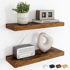 Dreamland Floating Shelves, 20Inch Rustic Wooden Wall Shelves for Bathroom|Bedroom|Kitchen, 2 Pack Deep Wall Mounted Book Shelf, Wood Storage Display Shelf for Home Decor, Rustic Brown by Dreamland