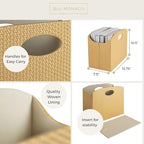 BLU MONACO | Gold Magazine Holder | Woven PVC Leather Organizer with MDF Frame | Floor or Table Storage for Home Office Bathroom | Large Capacity Vertical File Basket - Image 5