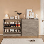 Grey Hidden Shoe Storage Cabinet for Entryway with 2 Flip Drawers - Image 3