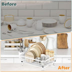 AIDERLY Metal Dish Drying Rack Automatic Drainage, White, Large - Image 4