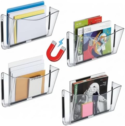 Azar Displays 250045 Clear Plastic Wall Mount File Holder with Magnets, Legal(Magnetic), 4-Pack by AzarDisplays