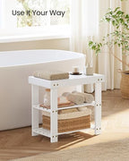 SONGMICS Shoe Rack Bench, 3-Tier Bamboo Entryway Bench, 19.7 Inches Width - Image 5
