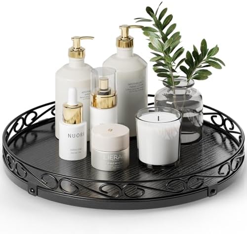 13" Lazy Susan Turntable Organizer for Table Top, Wood Lazy Susan Cabinet by Yoobure