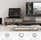 Fenge Triple Monitor Stand with Storage Drawer, Adjustable Length and Angle - Image 5