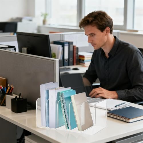 1 Pcs 5-Section Acrylic Magazine File Holder Desk Organizer - Image 7