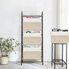 SNWDN 4 Pack Large Collapsible Fabric Storage Baskets with Handles (White/Beige 15''Lx13''Wx13''H) - Image 7