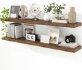 55in Floating Shelves for Wall, 9.3in Deep Rustic Shelves Set of 2 by Feihorrm