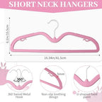 LemonRoad 50 Pack Short Neck Hangers Plastic Non-Slip, Rose Pink - Image 2
