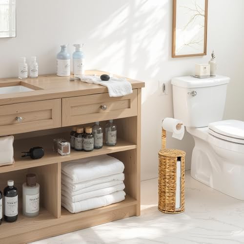 StorageWorks Toilet Paper Holder Stand with Covered, Toilet Paper Stand - Image 2