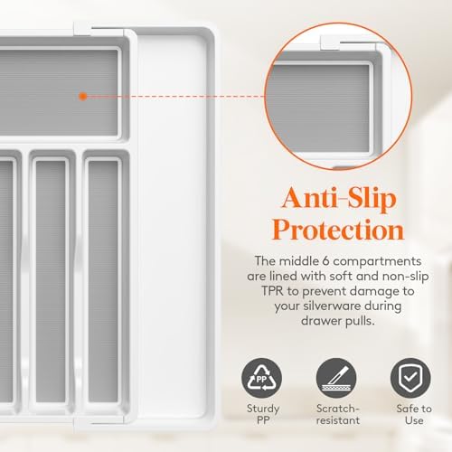 Lifewit Extra Large Silverware Drawer Organizer, Expandable Utensil Tray - Image 4
