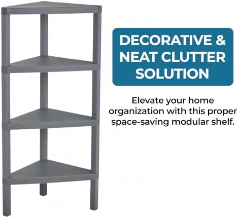 Honey-Can-Do Grey 4-Tier Corner Shelf - Image 4