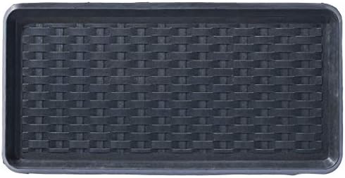 HF by LT Panama Weave Rubber Boot Tray, 32 x 16 inches, One-Piece Seamless Construction, Durable Vulcanized Rubber, Year Round Use Indoors or Outdoors, Black by HFbyLT