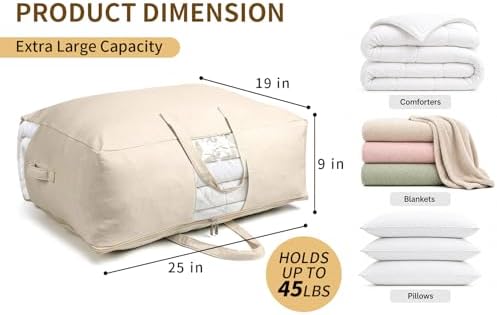 Soft Canvas Storage Bags for Comforters, Blankets, Beddings, Quilt, Clothes - Image 2