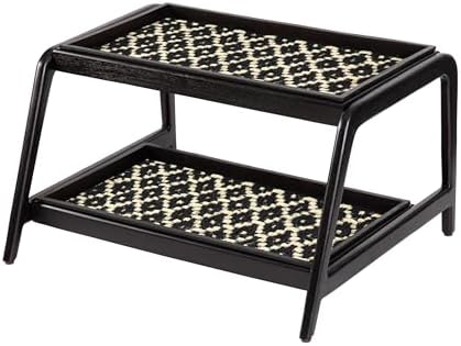 Anji Mountain Heavy Duty Waterproof Wooden Shoe Storage Mat Organizer/Boot Storage Tray Multi Use for Entryway with Coir, Black and Ivory Insert, 2 Tier, Fits 4 Pair (26.5" Wide) by AnjiMountain