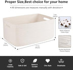OIASKET Large Storage Basket for Organizing, Woven Rope Basket for Shelves, Closet Organizer Bins for Clothes, Blanket, Toys, Baby Nursery Storage, 17.7" x 13" x 7.87", 2 Packs White - Image 2