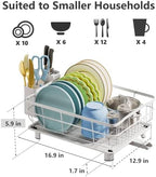 AIDERLY Auto Drain Metal Dish Drying Rack Dish Drainers, All White - Image 6