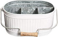 Alpha Living Home Rustic Heavy Duty Alloy Multi-Compartment Silverware Caddy - Metal Utensil Versatile All-in-One Organizer for Kitchen, Bathroom & Office Utensils, Flatware, and Accessories (White) by ALPHALivingHOME