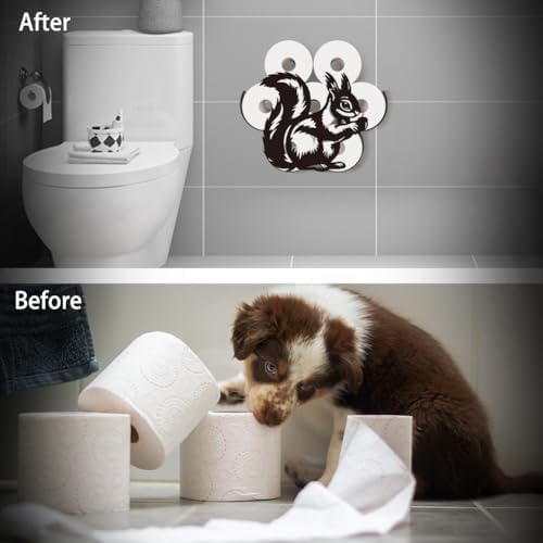 WADORN Funny Squirrel Metal Toilet Paper Holder, Black Squirrel Decorative Metal Toilet Paper Storage for Extra 8 Rolls Funny Freestanding Animal Wall Mounted Organizer for Restroom Bathroom Cabinet - Image 4