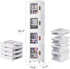VECELO 4-Tier Narrow Storage Cabinet with Wheels, White - Image 2