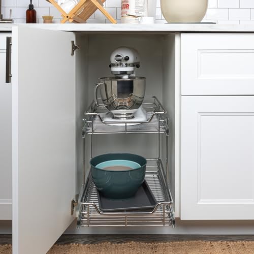 Household Essentials Chrome-Plated Steel Dual-Tier Slide-Out Organizer - Image 2