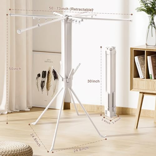Multi-Functional 4-Leg Clothes Drying Rack, Large Capacity Foldable & Collapsible Laundry Rack, Portable Indoor Outdoor Drying Rack with Sock Clips & 4 Shoe Holders, Space Saving Stand - Image 2