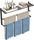 Matte Black 32 InchTowel Racks for Bathroom, VOTZAAQ Black Towel Shelf with Double Towel Bar, 3 Tier Stainless Steel Towel Storage, Bath Towel Holder Wall Mounted by VOTZAAQ